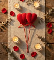 Sada zapichovacích sŕdc - červený plyš, penová guma - 28 cm - 2 ks / balenie