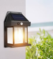 Solárna nástenná lampa s pohybovým senzorom – 1 filamentová LED – čierna – 12 x 6 x 17 cm