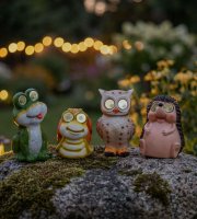 Solárne zvieracie figúrky – 4 druhy – s pohyblivými očami – 104× SMD LED – 20 cm