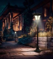 LED solárna lampa – lampáš/kandeláber – 120 cm – 10 LED – čierna – teplá biela