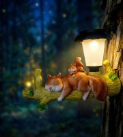 LED solárna zvieracia figúrka – veverička – na zavesenie – teplá biela LED – 25 x 6 x 19 cm