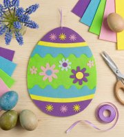 Veľkonočná filcová závesná dekorácia - vajíčko - 38 cm x 28 cm - 3 druhy