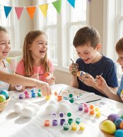 Veľkonočná dekorácia - sada na maľovanie veľkonočných penových vajíčok - 6 cm - 6 ks vajíčok