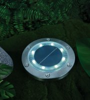 LED solárne zapichovacie / nástenné svietidlo - okrúhle - SMD LED - studená biela - 12 cm