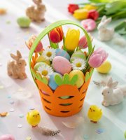 Veľkonočná dekorácia - filcový košík - v tvare mrkvy - 25 x Ø18 cm