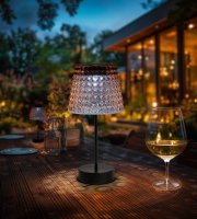Chybný! Solárna stolová lampa – ružová – studená biela LED – plast – 26 x 12 cm