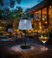 Chybný! Solárna stolová lampa – priehľadná – studená biela LED – plast – 26 x 12 cm
