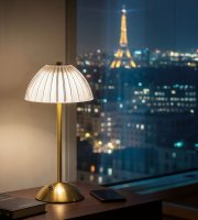 Stolová lampa - zlatá farba - nastaviteľná farebná teplota, jas - akumulátorová - USB