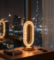 Stolná lampa - zlatá - nastaviteľná farebná teplota, jas - akumulátorová - USB