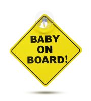 Tabuľka „Baby on Board” s prísavkou – 12,7 x 12,7 cm