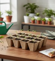Sadeničkový podnos s kvetináčmi - 15,2 x 11,5 x 4,3 cm - 4 ks / balenie