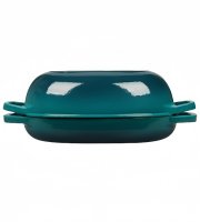 Smaragdovo modrý smaltovaný liatinový pekáč na kačicu / chlieb kónický