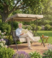 Záhradná hojdačka - 170 x 110 x 153 cm - tmavobéžová