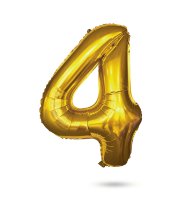 Narodeninový fóliový balón číslo 4 - zlatý - 40