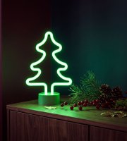 Neónová LED lampa - zelený stromček - 3 x AA + USB - 18,5 x 8,5 x 28 cm