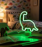 Neónová LED lampa - zelený dinosaurus - 3 x AA + USB - 25,9 x 8,5 x 24,3 cm