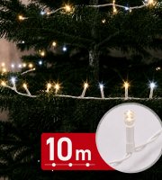 Svetelná reťaz - 10 m - 400 teplá biela & 100 studená biela LED - 100-240V - 6W - biely kábel
